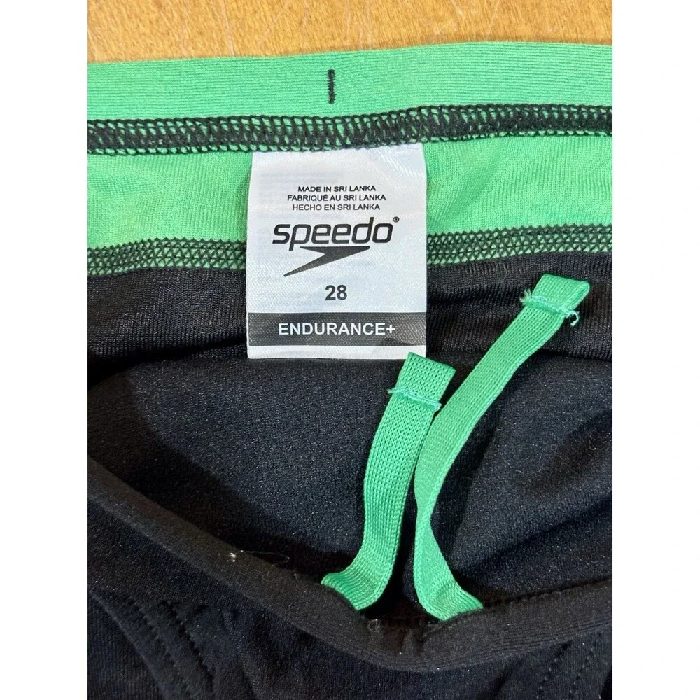 Speedo Youth Endurance Swim Bottom Brief Sz 28 Green Black NEW w/Tags